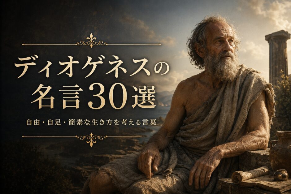 ディオゲネスの肖像と「ディオゲネスの名言30選」の文字を配したアイキャッチ画像