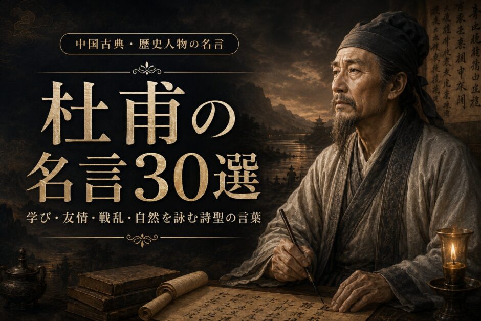 杜甫の肖像と「杜甫の名言30選」の文字を配したアイキャッチ画像