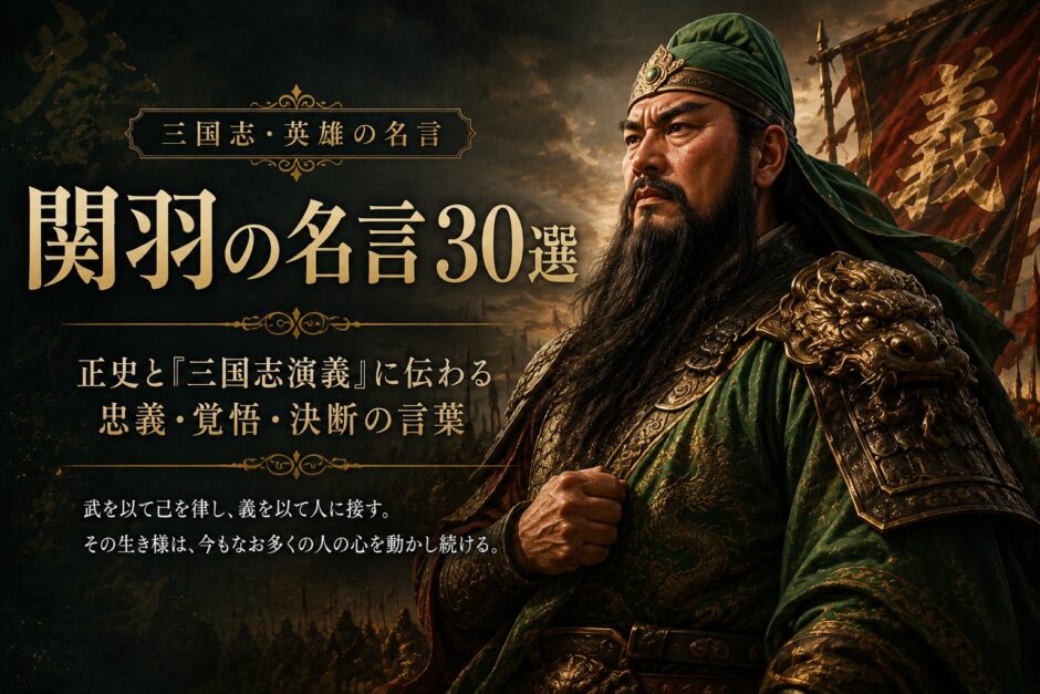 関羽の肖像と「関羽の名言30選」の文字を配したアイキャッチ画像