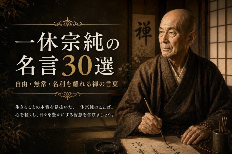 一休宗純の肖像と「一休宗純の名言30選」の文字を配したアイキャッチ画像