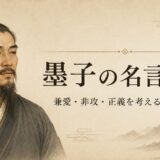 墨子の肖像と「墨子の名言30選」の文字を配したアイキャッチ画像