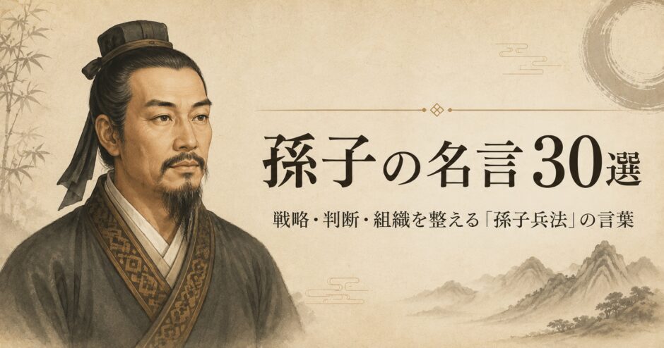 孫子の肖像と「孫子の名言30選」の文字を配したアイキャッチ画像