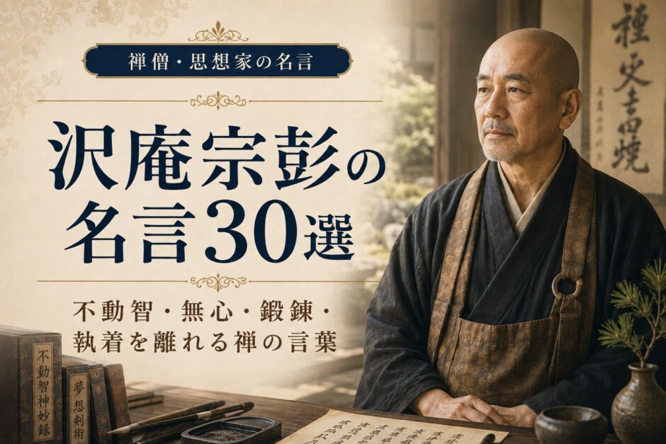 沢庵宗彭の肖像と「沢庵宗彭の名言30選」の文字を配したアイキャッチ画像