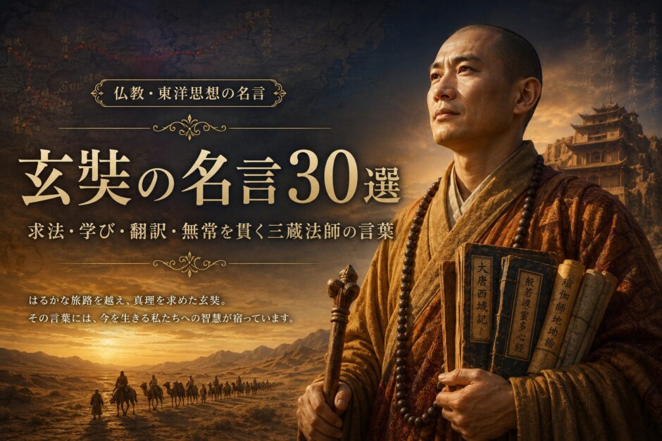玄奘の肖像と「玄奘の名言30選」の文字を配したアイキャッチ画像