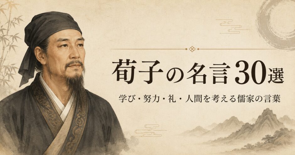 荀子の肖像と「荀子の名言30選」の文字を配したアイキャッチ画像