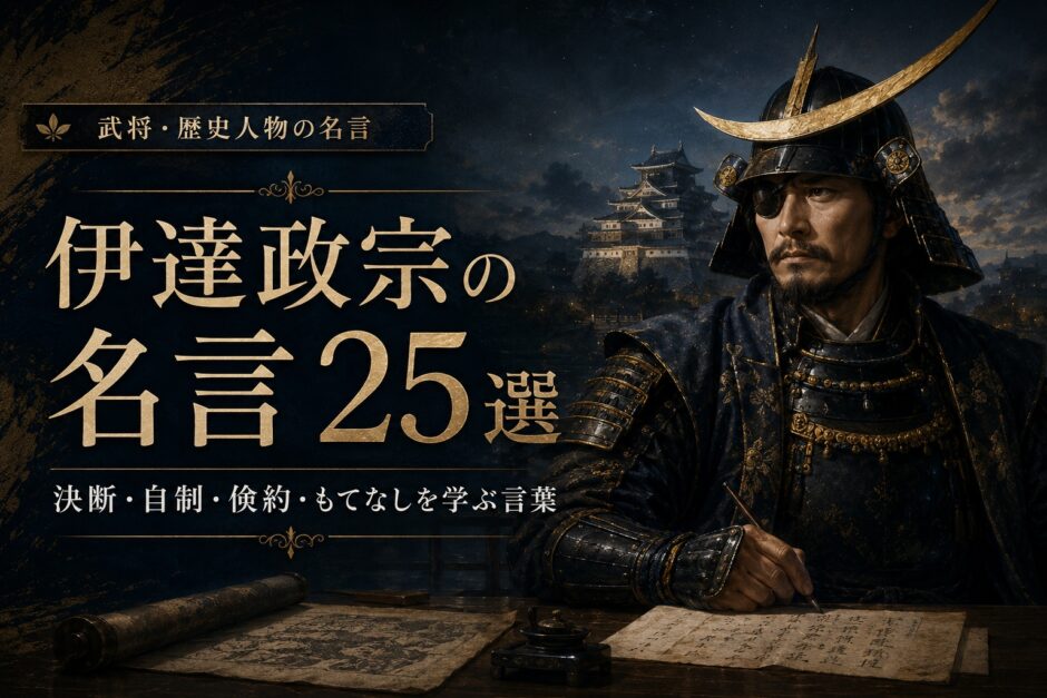 伊達政宗の肖像と「伊達政宗の名言25選」の文字を配したアイキャッチ画像