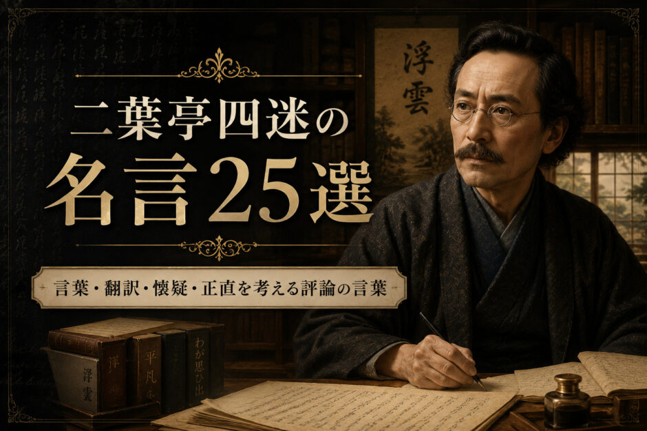 二葉亭四迷の肖像と「二葉亭四迷の名言25選」の文字を配したアイキャッチ画像