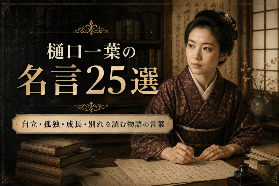 樋口一葉の肖像と「樋口一葉の名言25選」の文字を配したアイキャッチ画像