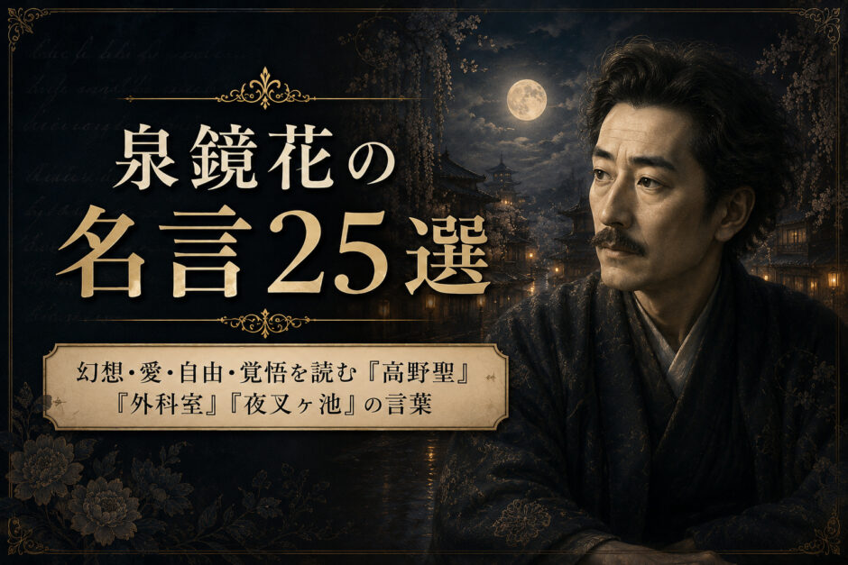 泉鏡花の肖像と「泉鏡花の名言25選」の文字を配したアイキャッチ画像