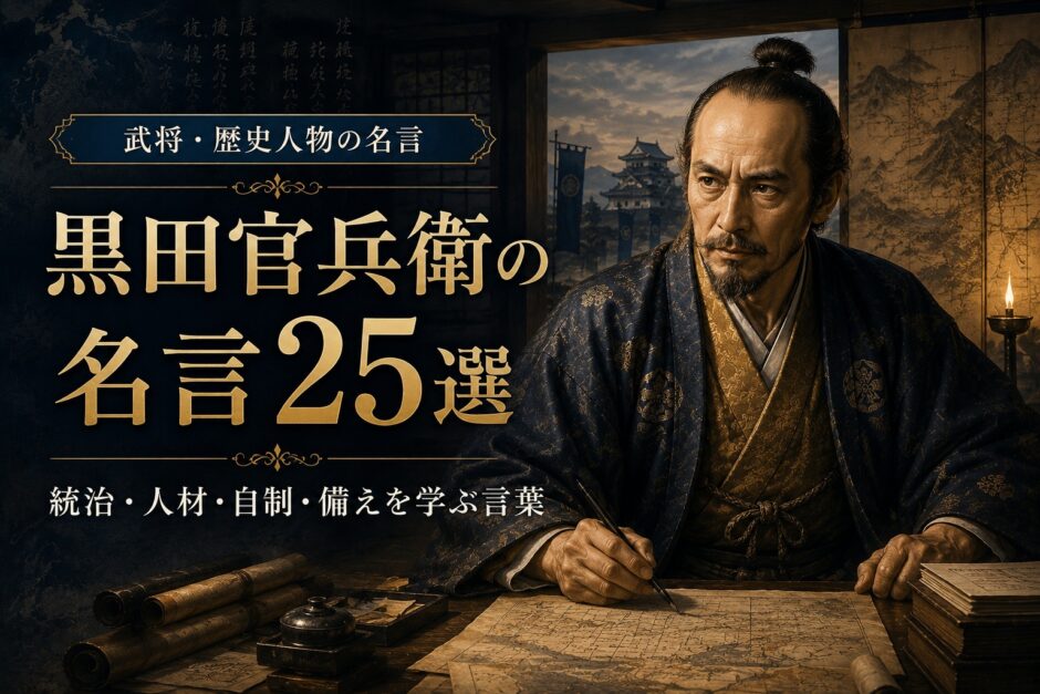 黒田官兵衛の肖像と「黒田官兵衛の名言25選」の文字を配したアイキャッチ画像