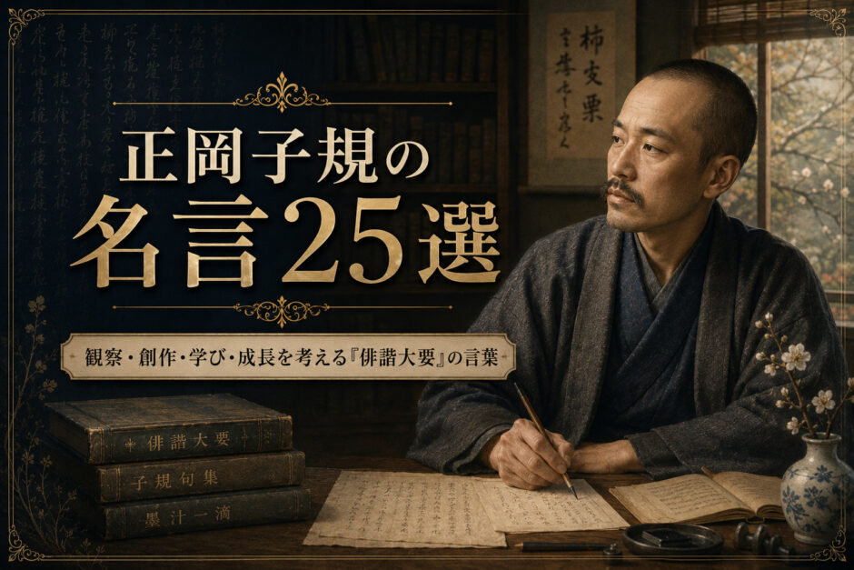 正岡子規の肖像と「正岡子規の名言25選」の文字を配したアイキャッチ画像