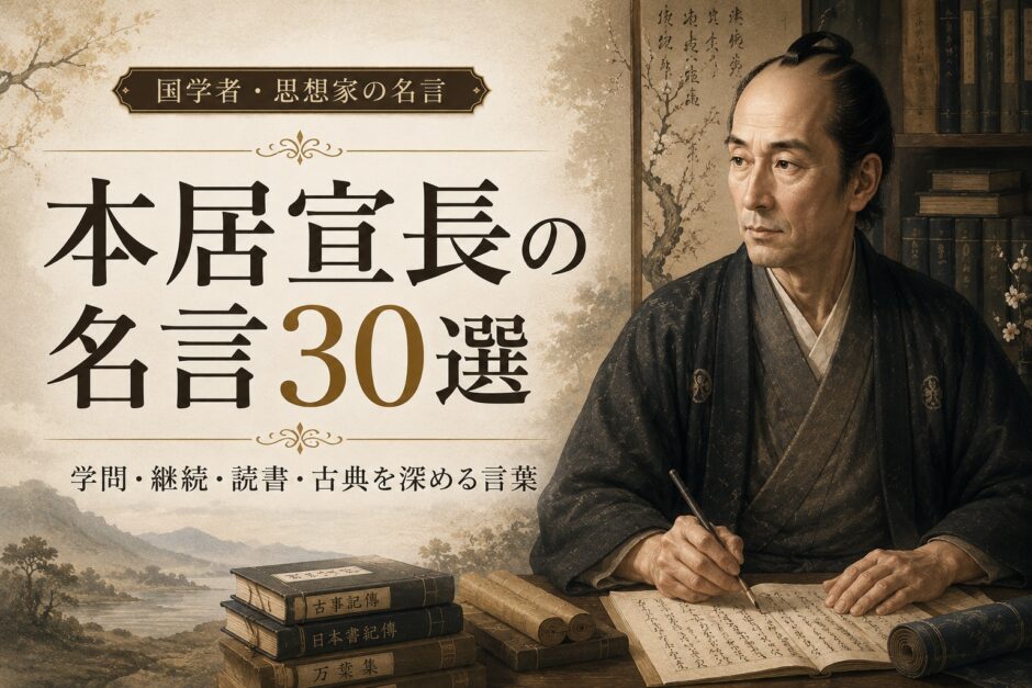 本居宣長の肖像と「本居宣長の名言30選」の文字を配したアイキャッチ画像