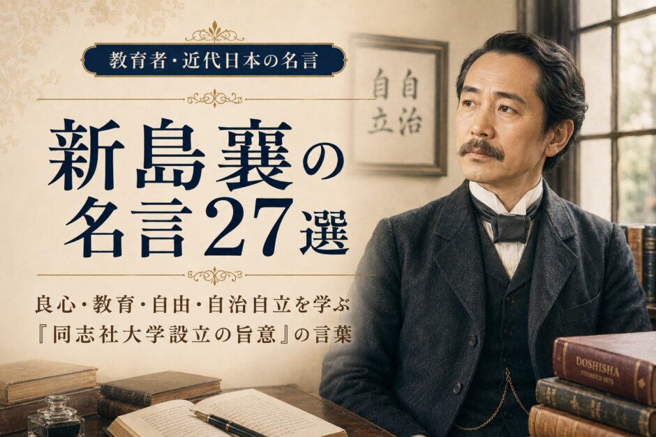 新島襄の肖像と『新島襄の名言27選』の文字を配したアイキャッチ画像