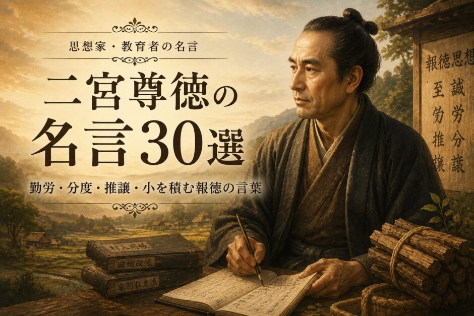 二宮尊徳の肖像と「二宮尊徳の名言30選」の文字を配したアイキャッチ画像