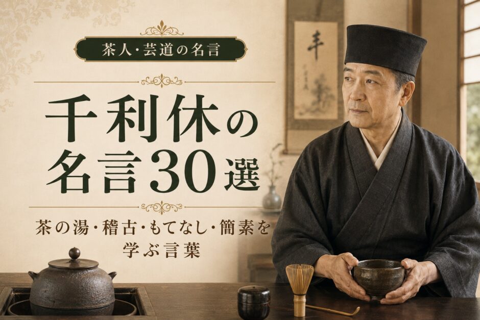 千利休の肖像と「千利休の名言30選」の文字を配したアイキャッチ画像