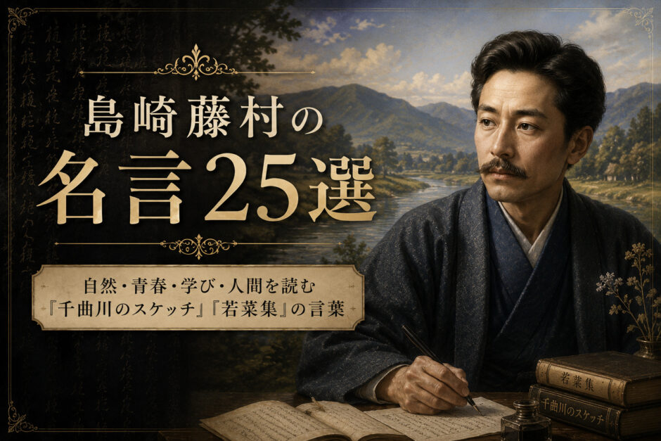 島崎藤村の肖像と「島崎藤村の名言25選」の文字を配したアイキャッチ画像