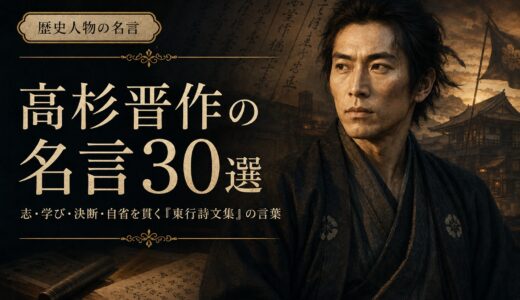 高杉晋作の名言30選｜志・学び・決断・自省を貫く『東行詩文集』の言葉