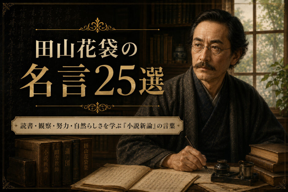田山花袋の肖像と「田山花袋の名言25選」の文字を配したアイキャッチ画像