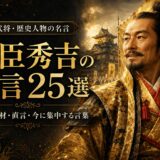 豊臣秀吉の肖像と「豊臣秀吉の名言25選」の文字を配したアイキャッチ画像