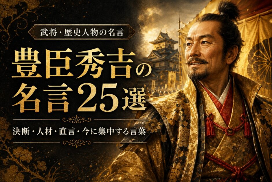 豊臣秀吉の肖像と「豊臣秀吉の名言25選」の文字を配したアイキャッチ画像