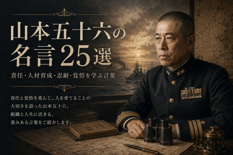 山本五十六の肖像と「山本五十六の名言25選」の文字を配したアイキャッチ画像