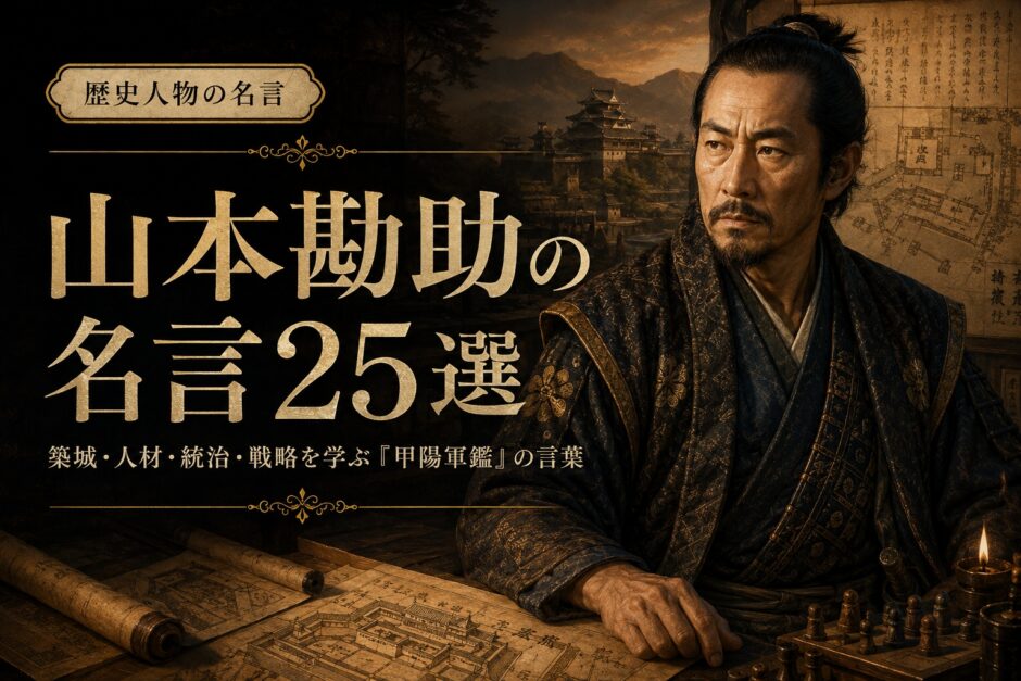 山本勘助の肖像と「山本勘助の名言25選」の文字を配したアイキャッチ画像